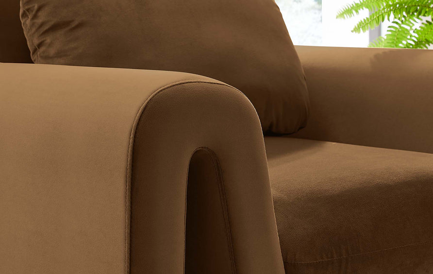 Bloom Performance Velvet Armchair in Brown
