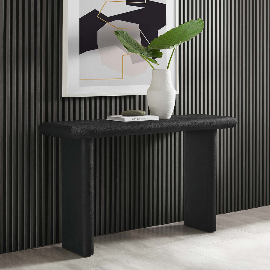 Ila Concrete Textured Console Table in Black