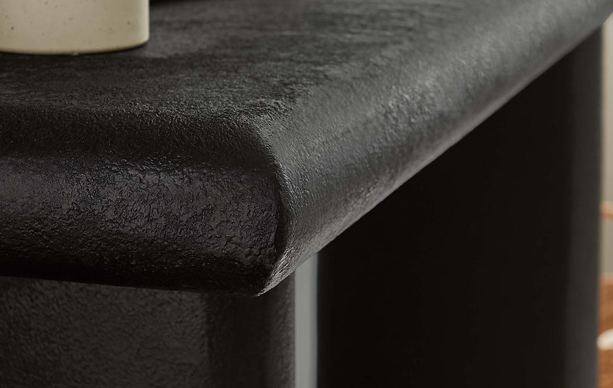 Ila Concrete Textured Console Table in Black