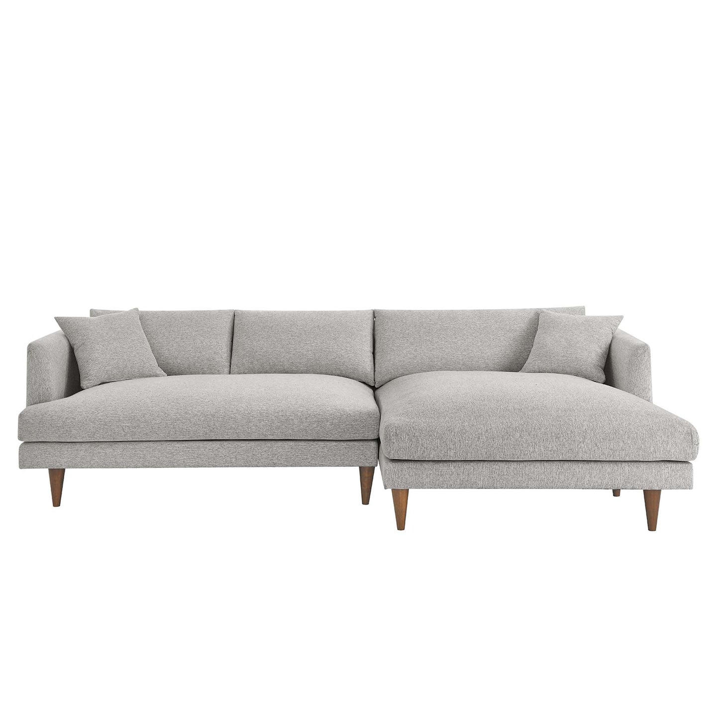 Manor Right-Facing Down Filled Overstuffed Sectional Sofa in Heathered Weave Light Gray