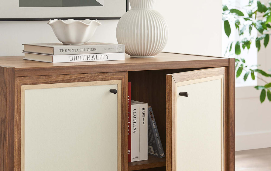 Sorrel 33" Wood Grain Storage Cabinet in Walnut