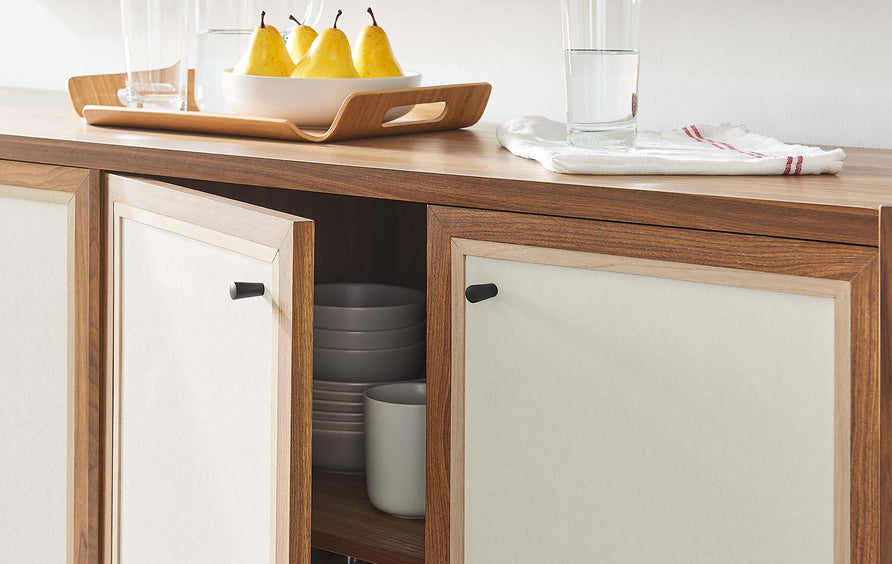 Sorrel 65" Wood Grain Sideboard Storage Cabinet in Walnut
