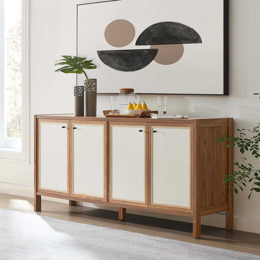 Sorrel 65" Wood Grain Sideboard Storage Cabinet in Walnut