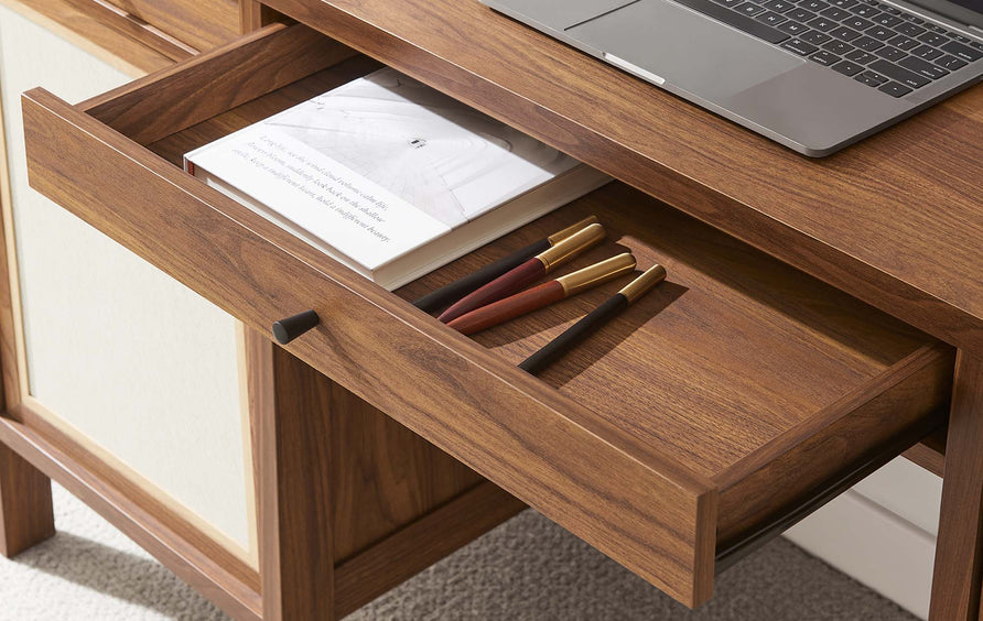 Sorrel 58" Wood Grain Office Desk in Walnut