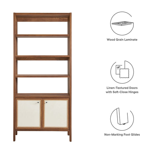 Capri 4-Shelf Wood Grain Bookcase by Furniture For America