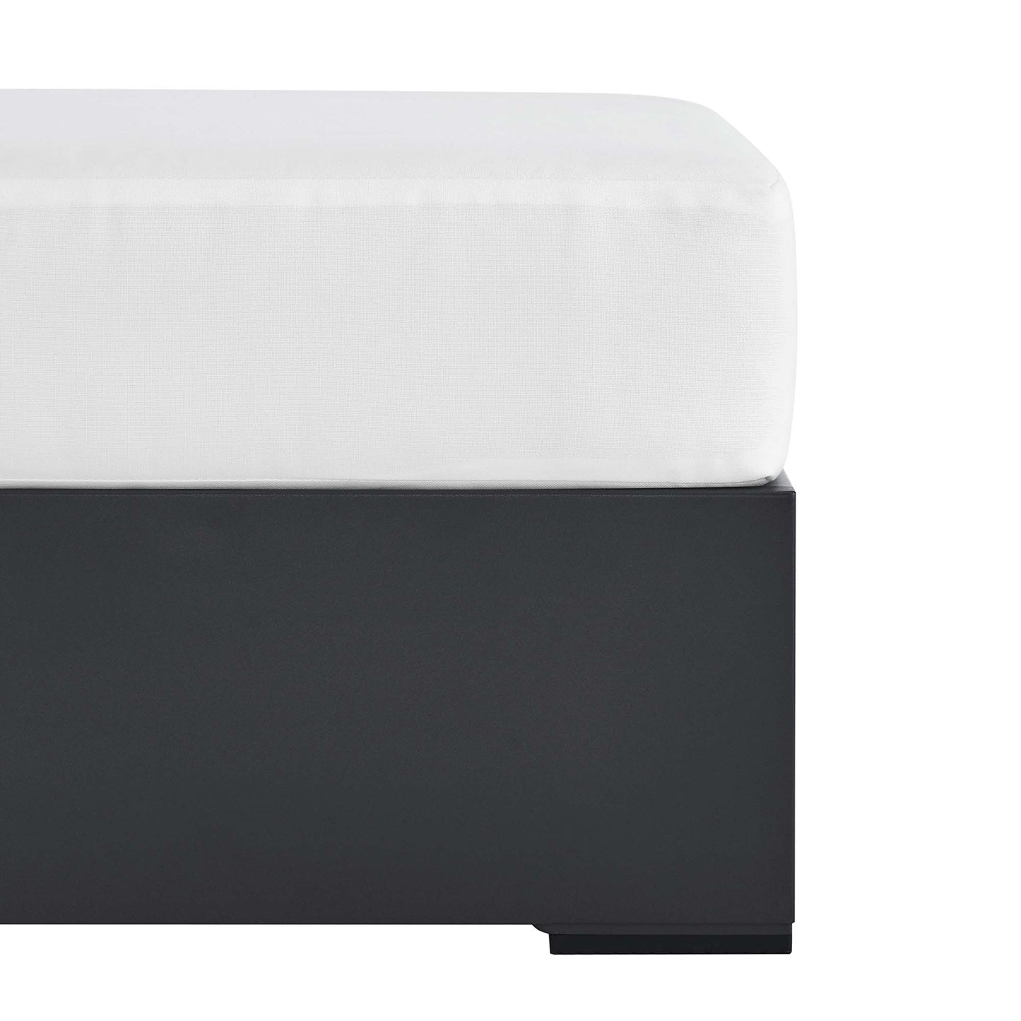 Aspen Outdoor Patio Powder-Coated Aluminum Ottoman in Gray White