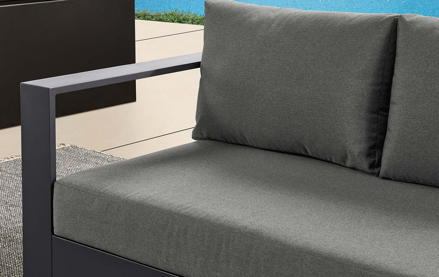 Aspen Outdoor Patio Powder-Coated Aluminum Modular Left-Facing Loveseat in Gray Charcoal