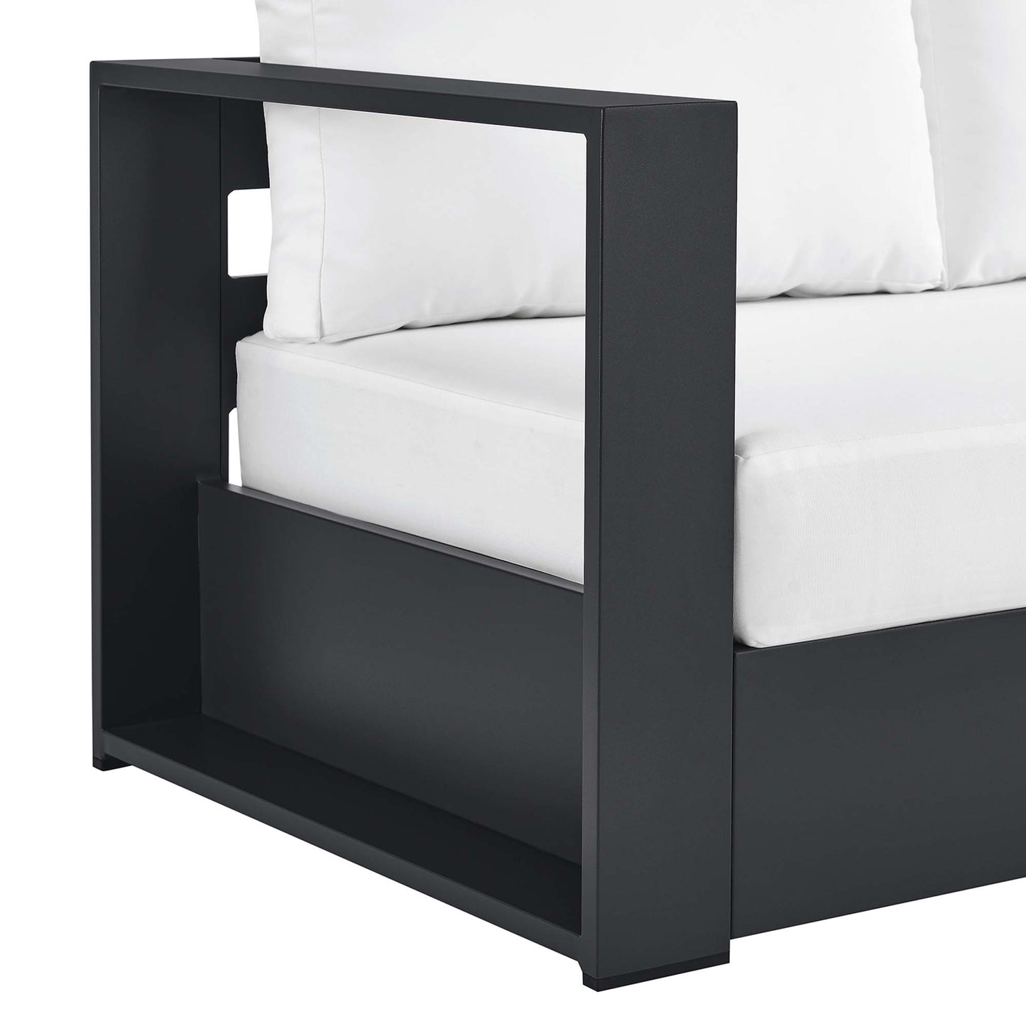 Aspen Outdoor Patio Powder-Coated Aluminum Modular Left-Facing Loveseat in Gray White