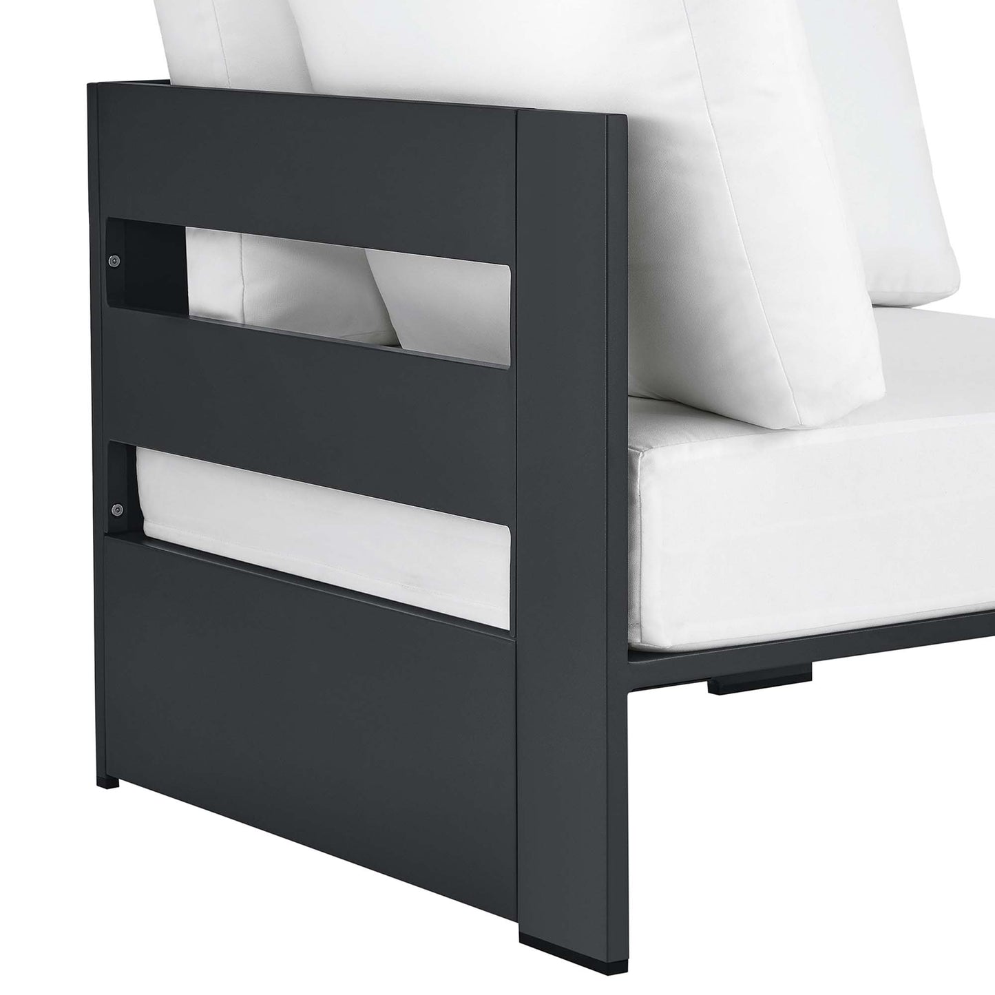 Aspen Outdoor Patio Powder-Coated Aluminum Modular Corner Chair in Gray White