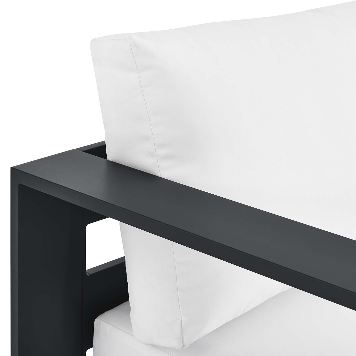 Aspen Outdoor Patio Powder-Coated Aluminum Modular Left-Facing Chaise Lounge in Gray White