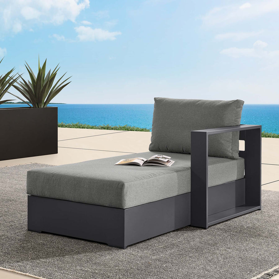 Aspen Outdoor Patio Powder-Coated Aluminum Modular Right-Facing Chaise Lounge in Gray Charcoal
