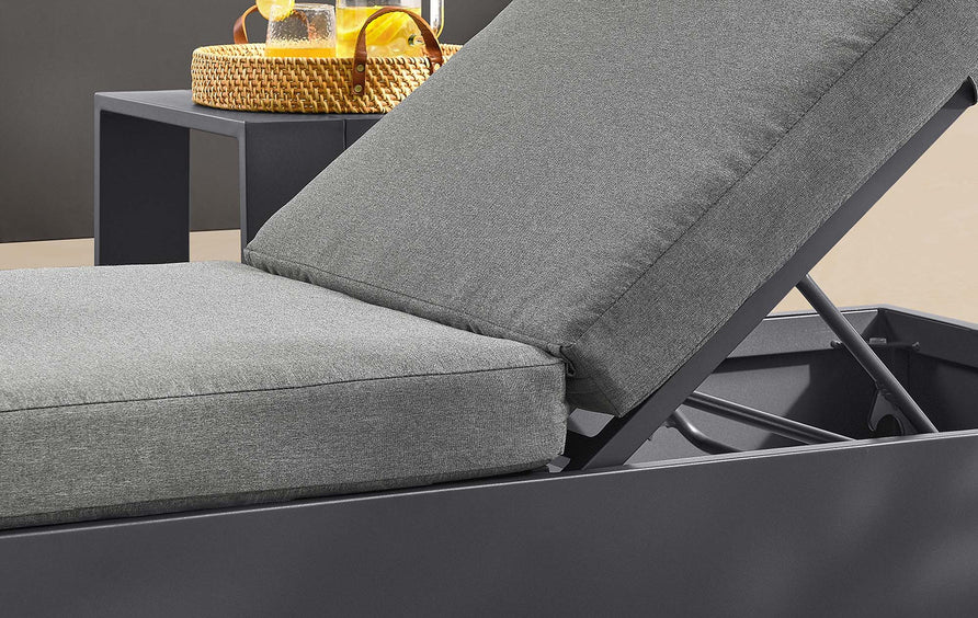 Aspen Outdoor Patio Powder-Coated Aluminum Chaise Lounge Chair in Gray Charcoal
