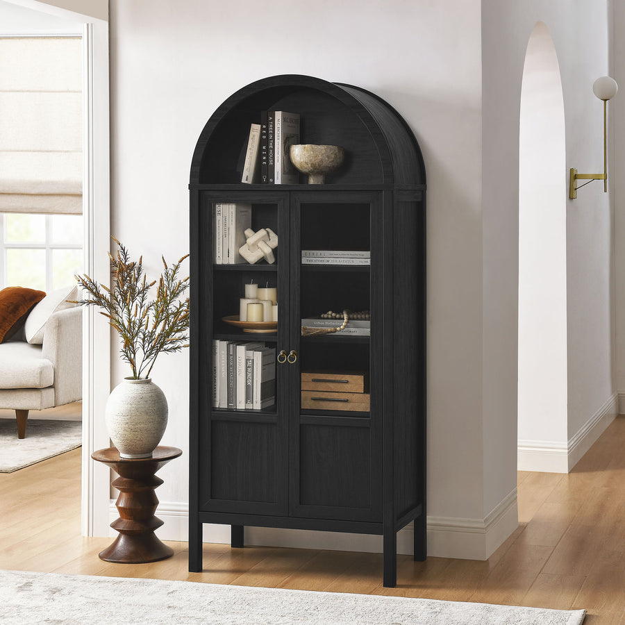 Aeroskobing Tall Arched Storage Display Cabinet in Black