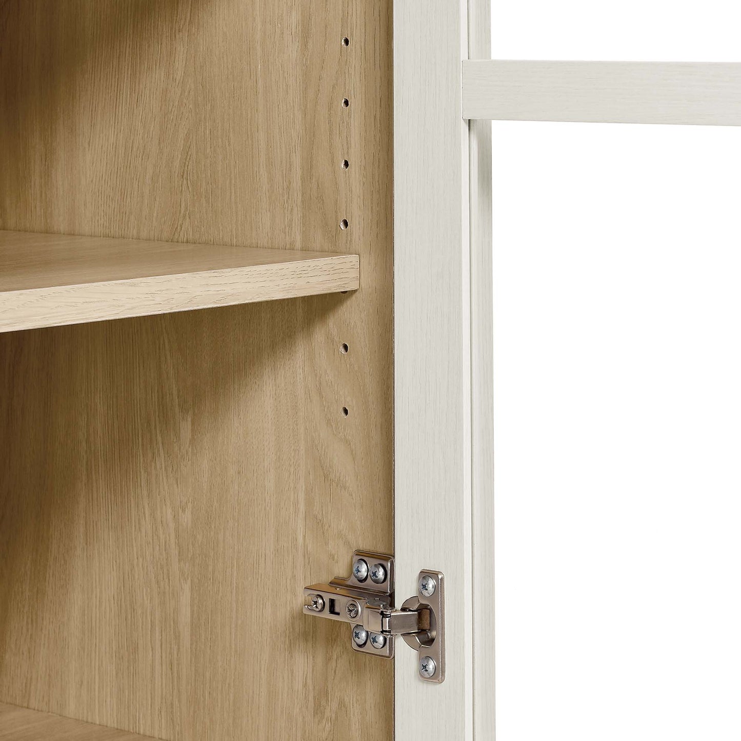 Percale Tall Arched Storage Display Cabinet in White Oak