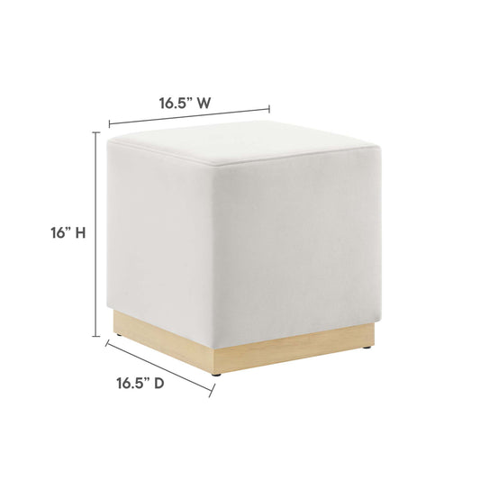 Tilden 17" Square Performance Velvet Upholstered Ottoman by Furniture For America