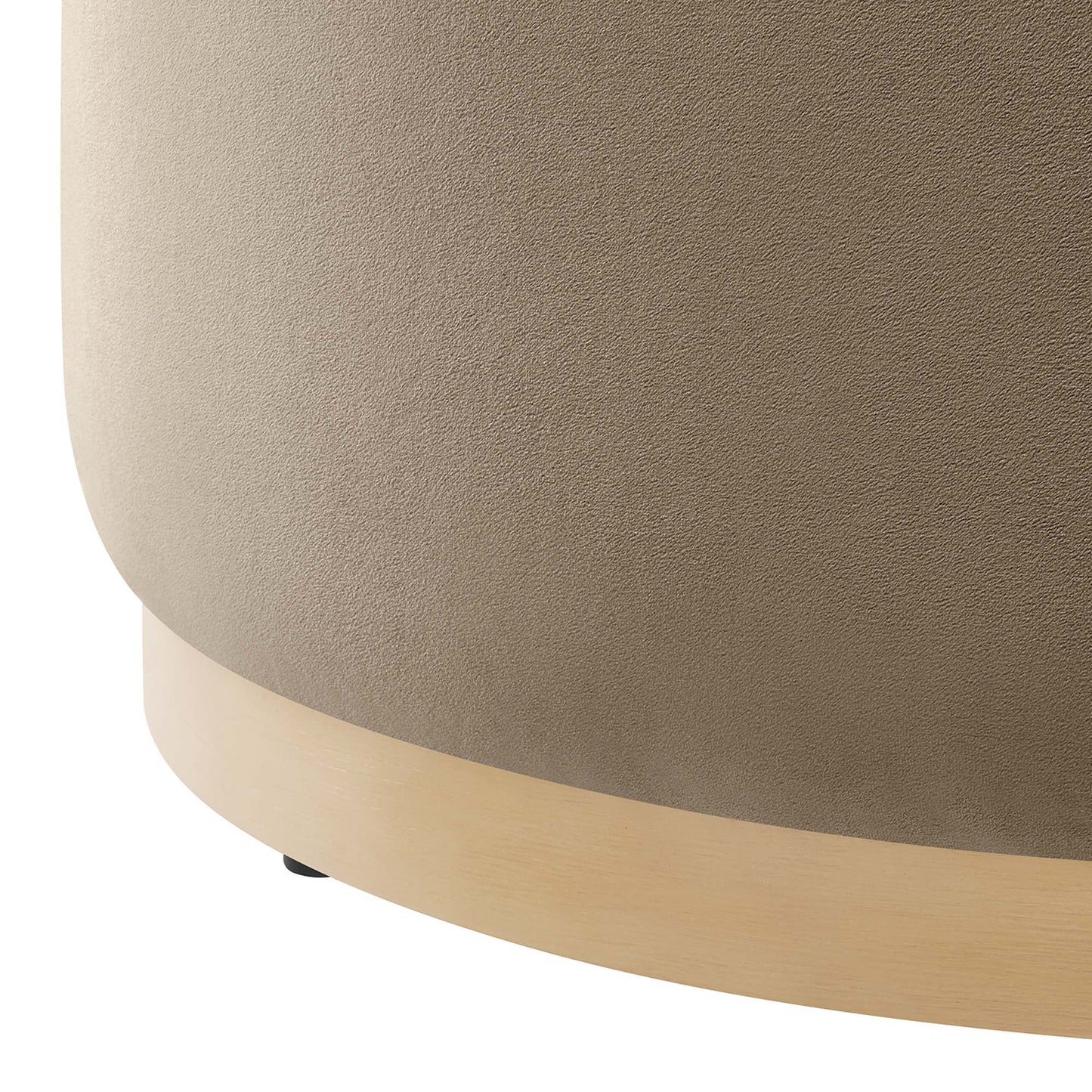 Maple Large 29" Round Performance Velvet Upholstered Ottoman in Taupe Natural