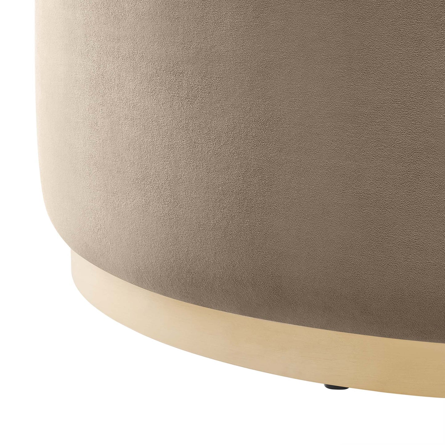 Maple Large 38" Round Performance Velvet Upholstered Ottoman in Taupe Natural