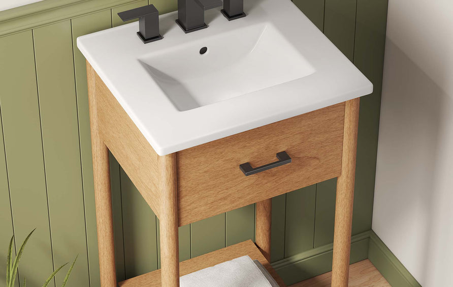 Quill 18" Bathroom Vanity in Natural White