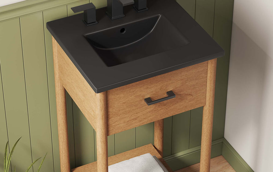 Quill 18" Bathroom Vanity in Natural Black