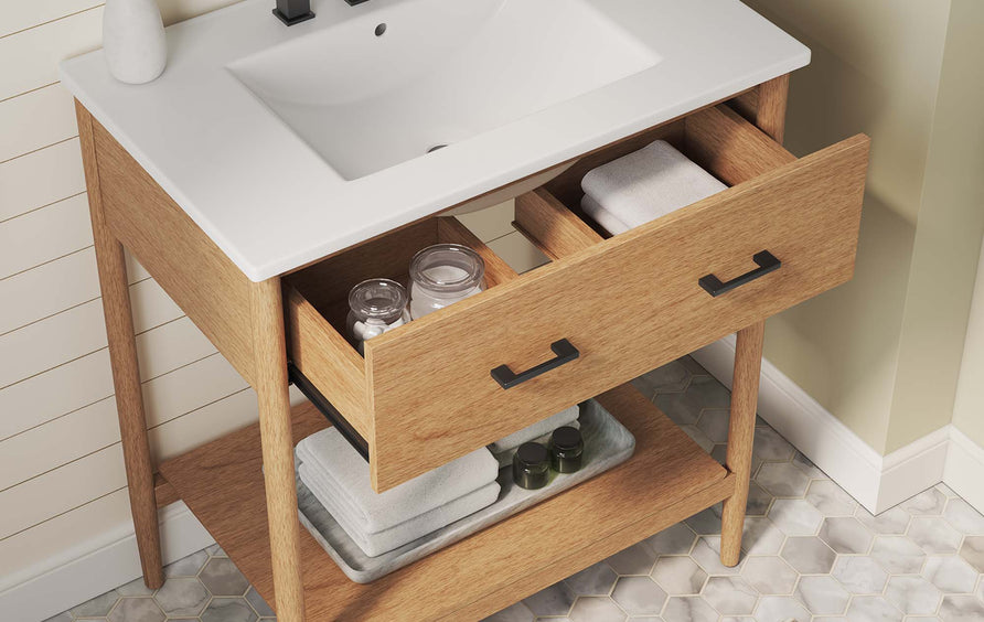 Quill 30" Bathroom Vanity in Natural White