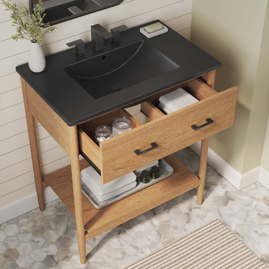 Quill 30" Bathroom Vanity in Natural Black