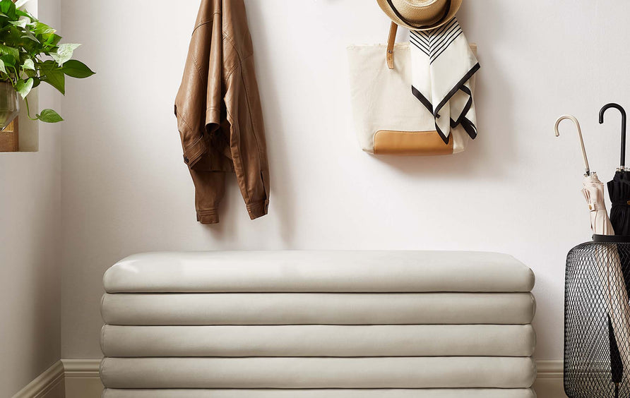 Shuttle Upholstered Performance Velvet Storage Bench in Almond
