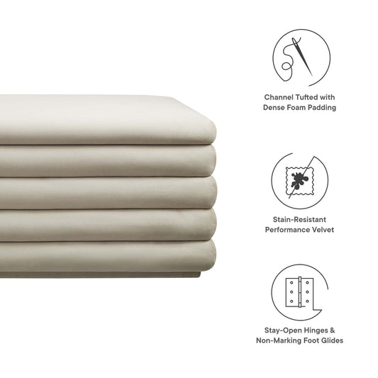 Mezzo Upholstered Performance Velvet Storage Bench by Furniture For America