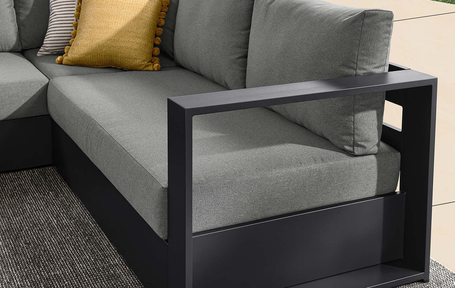 Aspen 3-Piece Outdoor Patio Powder-Coated Aluminum Sectional Sofa Set in Gray Charcoal