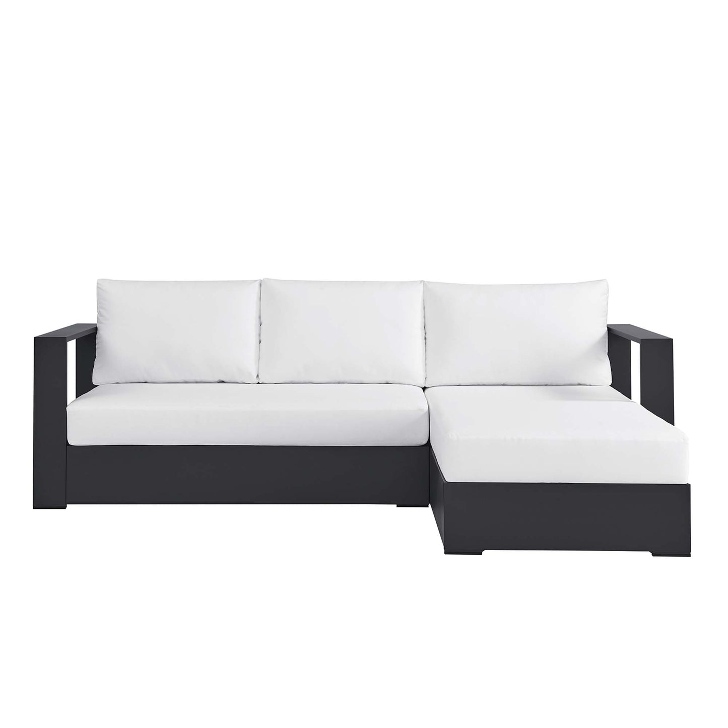 Aspen 2-Piece Outdoor Patio Powder-Coated Aluminum Right-Facing Chaise Sectional Sofa Set in Gray White
