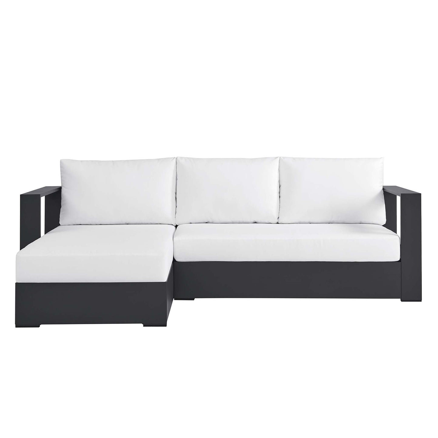 Aspen 2-Piece Outdoor Patio Powder-Coated Aluminum Left-Facing Chaise Sectional Sofa Set in Gray White
