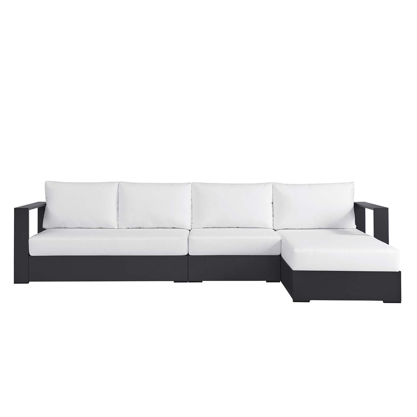 Aspen 3-Piece Outdoor Patio Powder-Coated Aluminum Right-Facing Chaise Sectional Sofa Set in Gray White