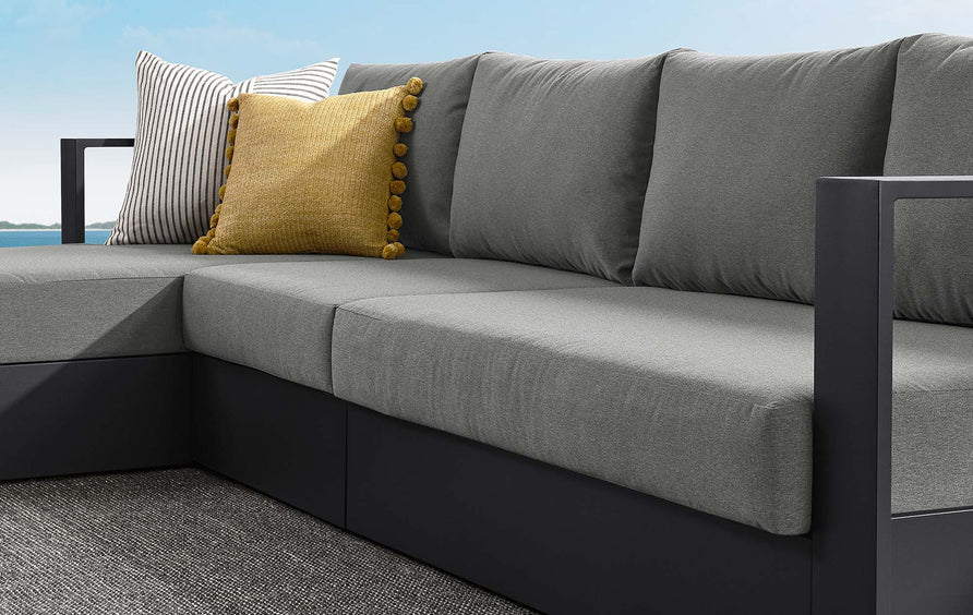 Aspen 3-Piece Outdoor Patio Powder-Coated Aluminum Left-Facing Chaise Sectional Sofa Set in Gray Charcoal