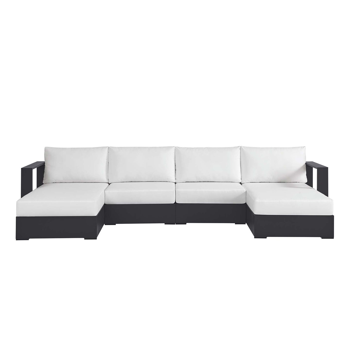 Aspen 4-Piece Outdoor Patio Powder-Coated Aluminum Sectional Sofa Set in Gray White