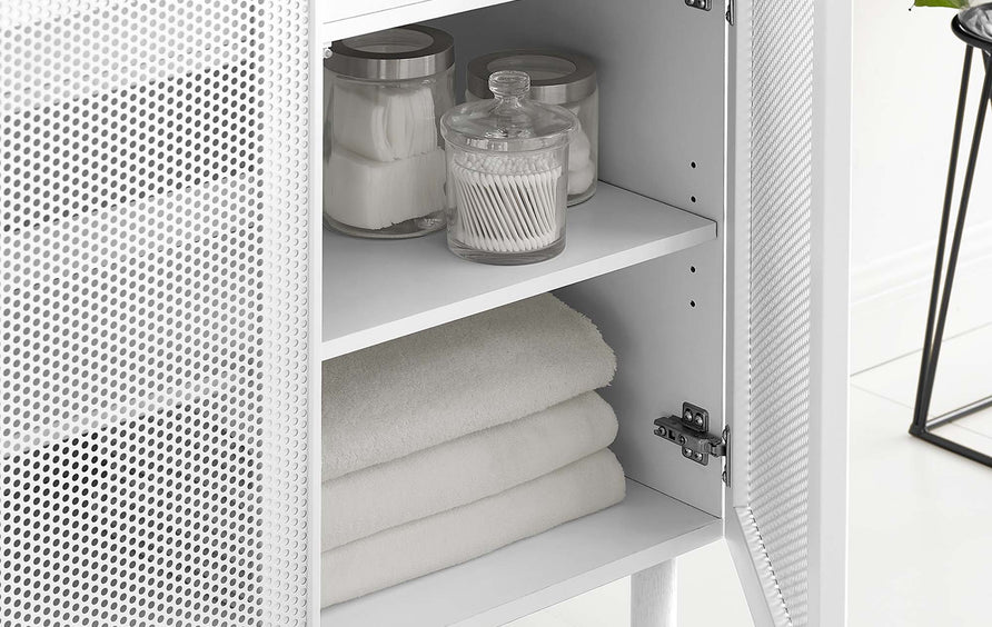 Nash 36" Perforated Metal Bathroom Vanity in Black White