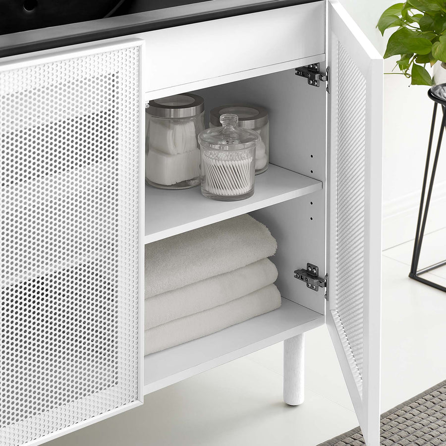 Nash 36" Perforated Metal Bathroom Vanity in Black White