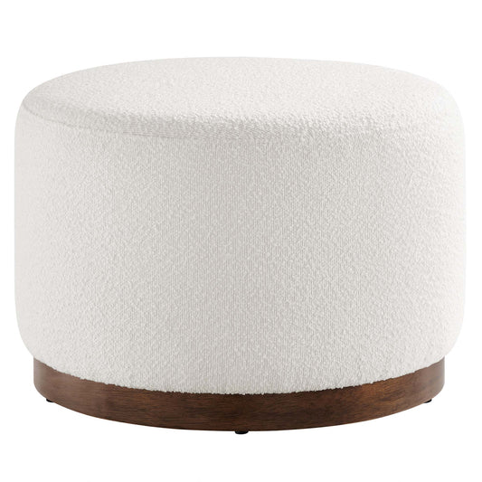 Tilden Large 23" Round Boucle Upholstered Upholstered Ottoman by Furniture For America