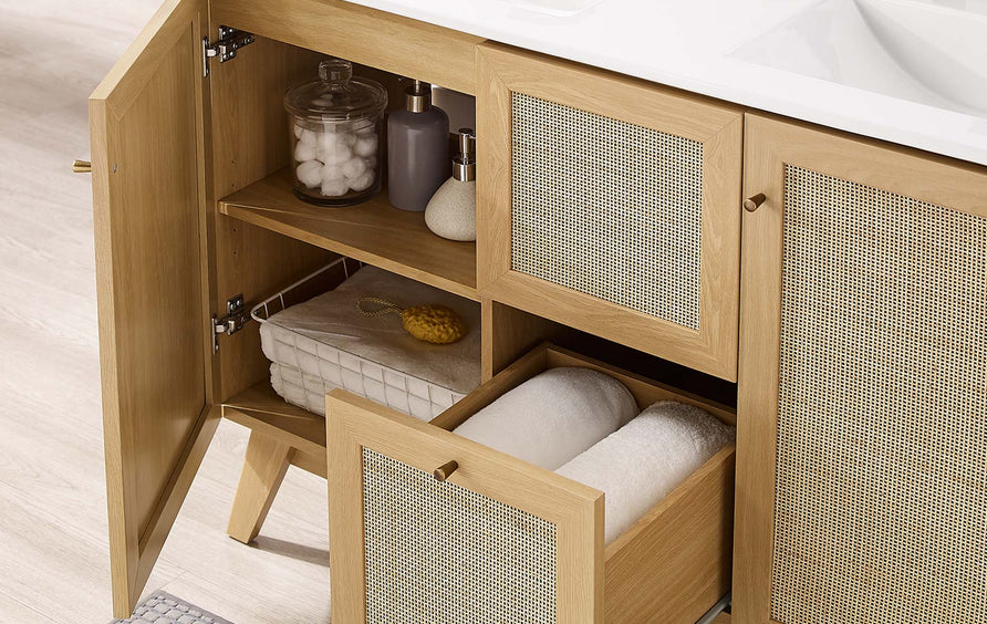 Wren 48" Double Sink Bathroom Vanity in Oak White