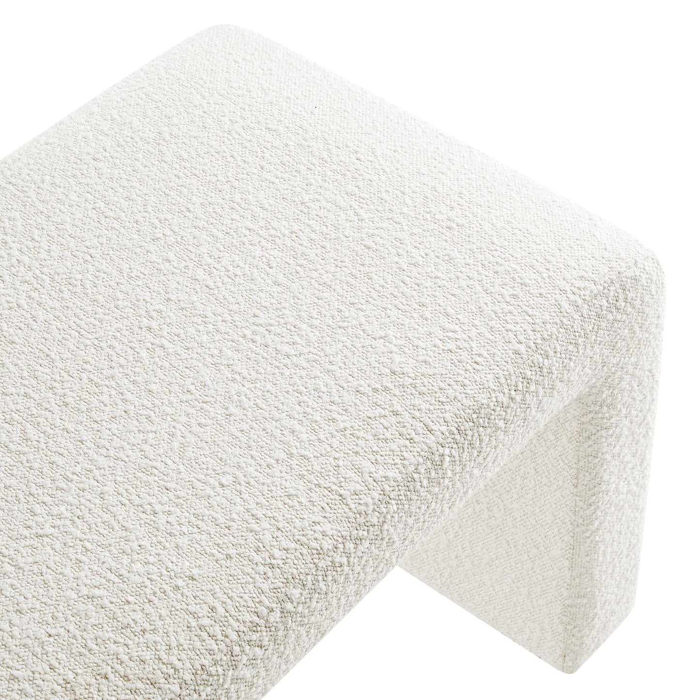 Talia Boucle Fabric Waterfall Long Bench in Ivory