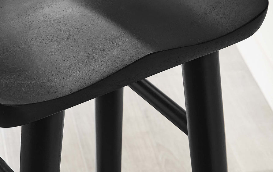 Oona Backless Wood Bar Stools Set of 2 in Black