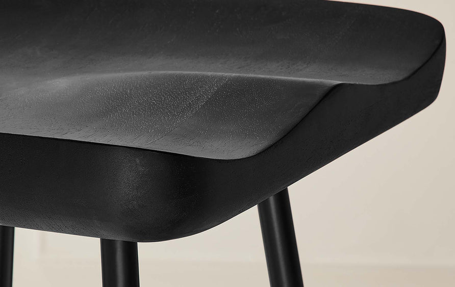 Milo Backless Wood Bar Stools Set of 2 in Black