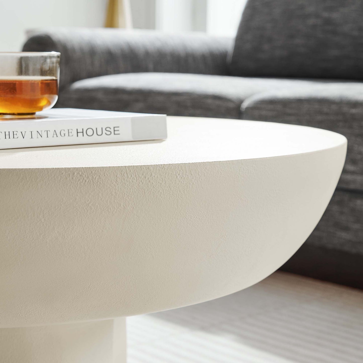 Canopy Round Concrete Coffee Table in White