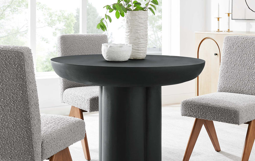 Canopy 40" Round Concrete Dining Table in Black