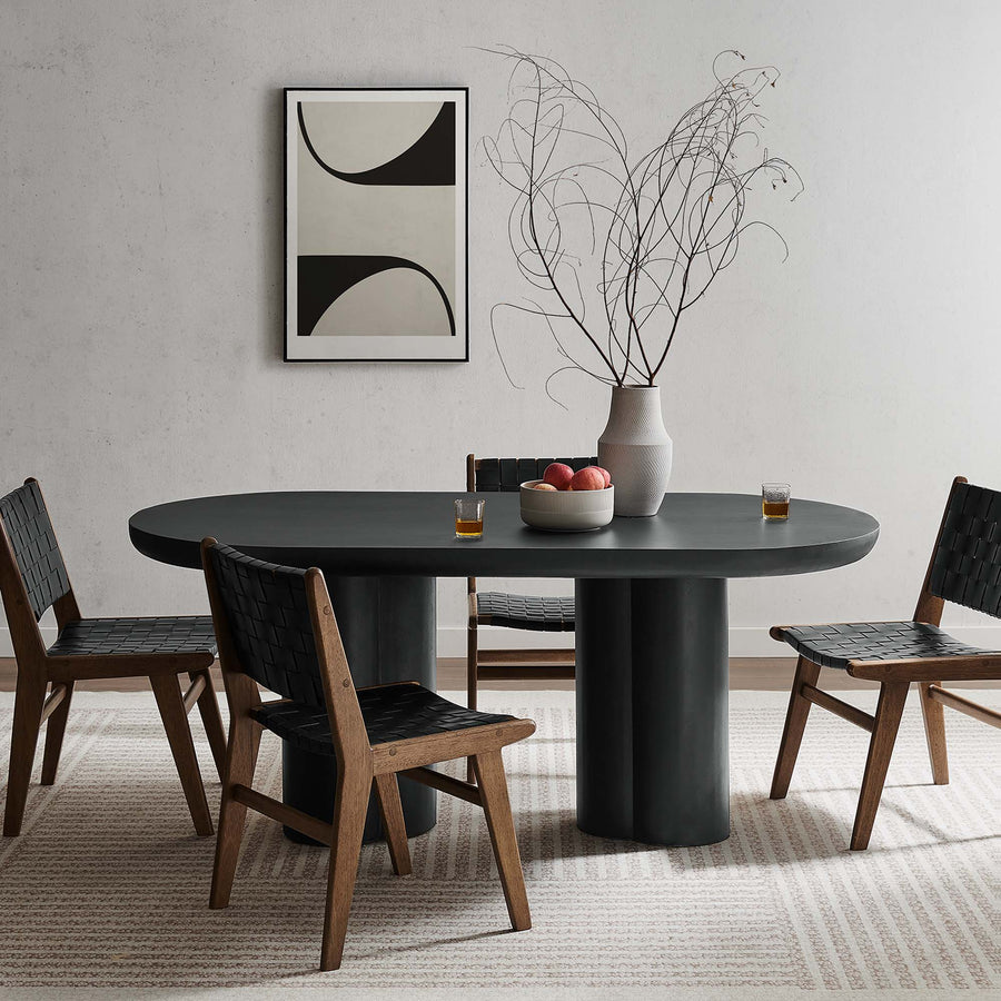Canopy 72" Oval Concrete Dining Table in Black