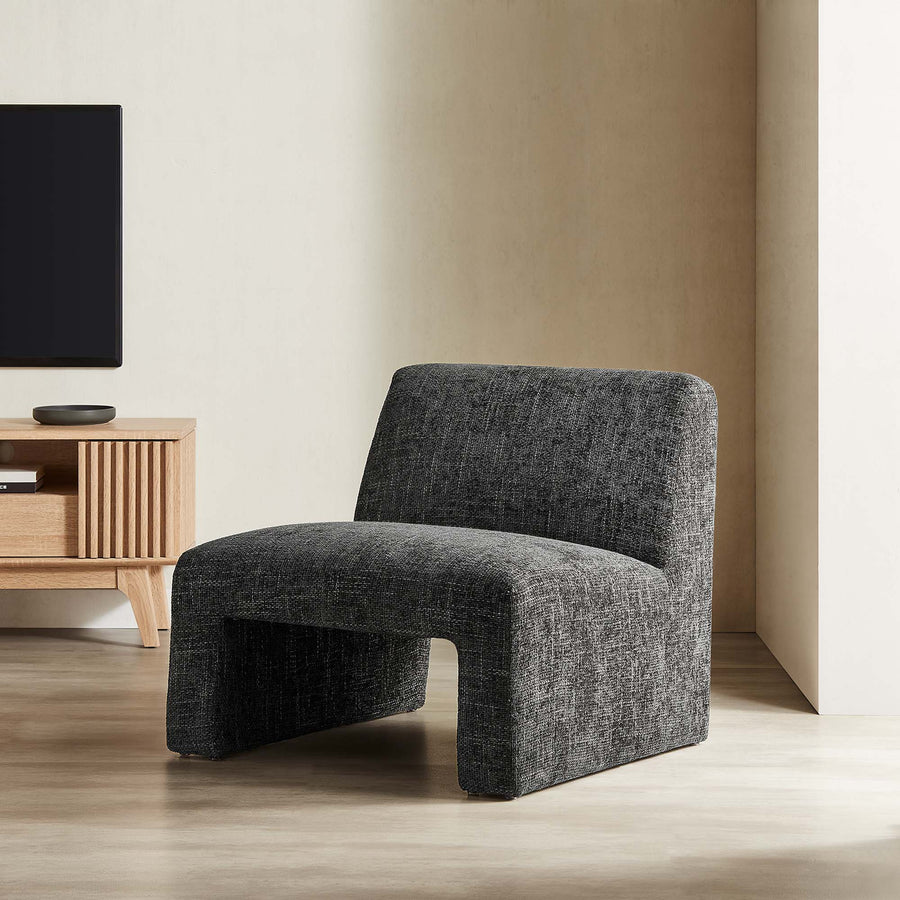 Cosette Chenille Upholstered Accent Chair in Carbon Black