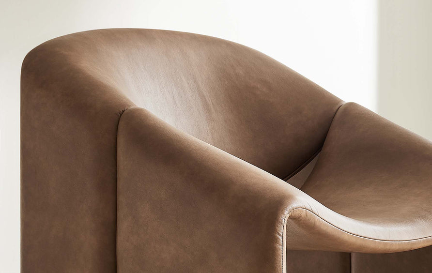 Noor Vegan Leather Accent Chair in Brown