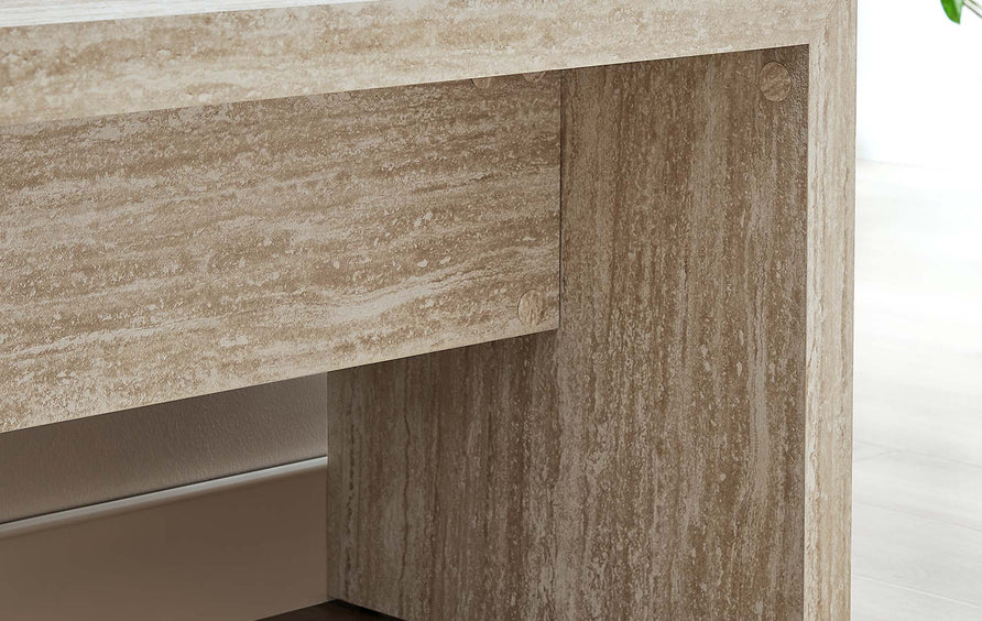 Damask 62" Faux Travertine Long Bench in Travertine