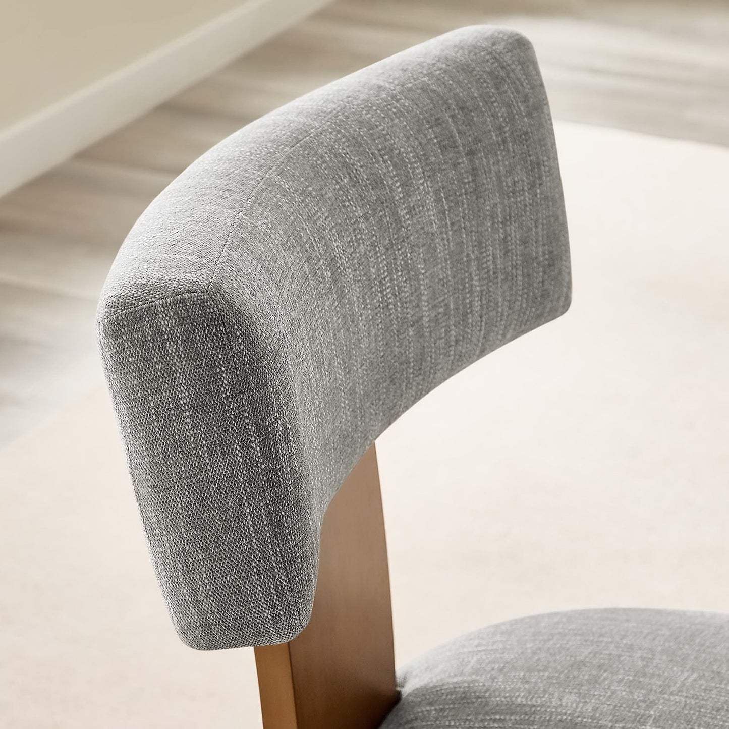 Sepulveda Fabric Upholstered Dining Chairs Set of 2 in Heathered Weave Wheat Deep Brown
