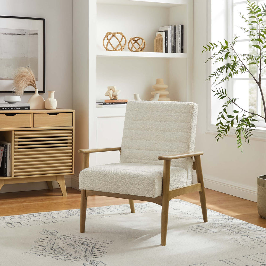 Xavier Boucle Fabric Accent Chair in Ivory