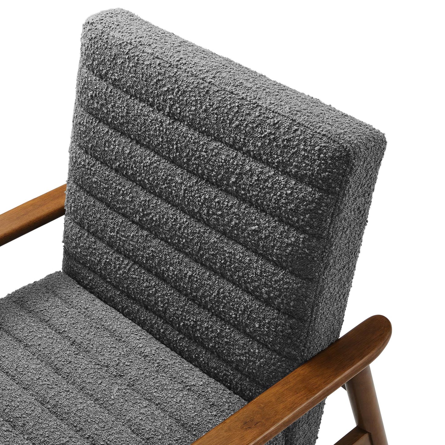 Xavier Boucle Fabric Accent Chair in Walnut Charcoal