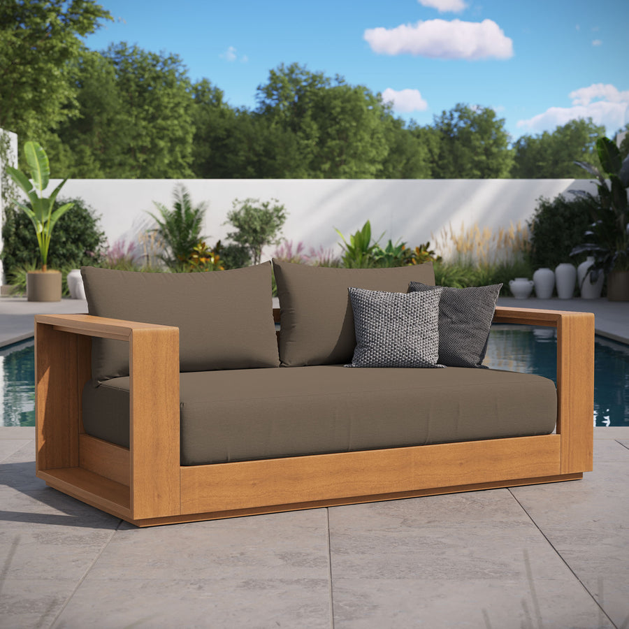 Aspen Acacia Wood Outdoor Patio Acacia Wood Loveseat in Natural Cocoa